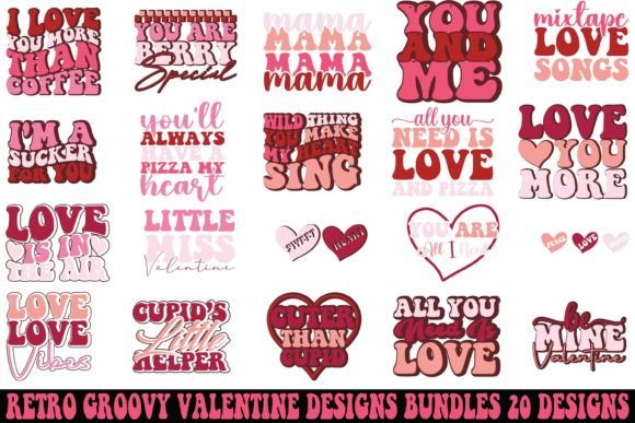 Download Retro Groovy Valentine Designs Bundles - Valentine design Collection