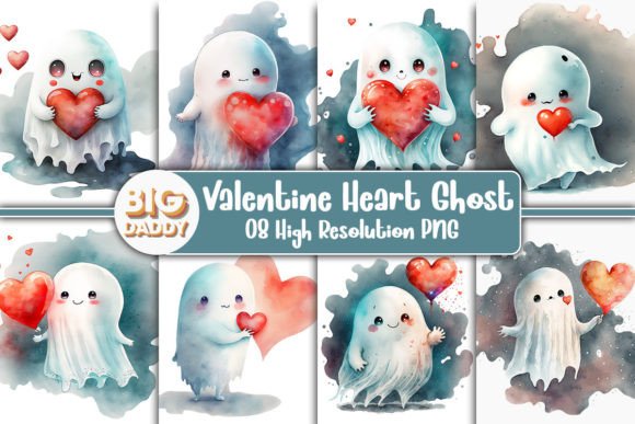 Download Valentine Ghost Watercolor Bundle - Premium Resources