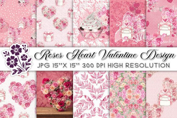 Download Roses Heart Valentine Design Digital Pap - Valentine design Collection