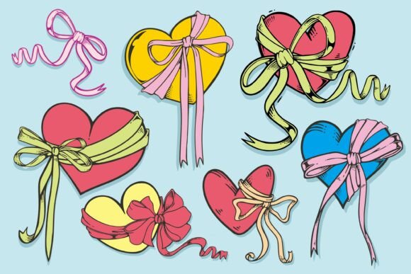 Download Romantic Heart Ribbon Valentine Design - Valentine design Collection