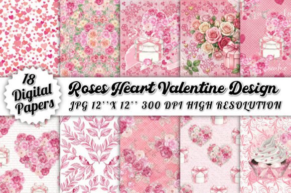 Download Roses Heart Valentine Design Digital Pap - Valentine design Collection