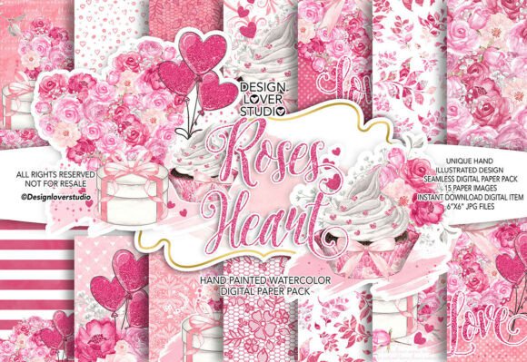 Download Roses Heart Valentine Design Digital Pap - Valentine design Collection